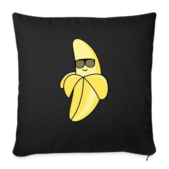banane fraîche - Coussin et housse de 45 x 45 cm - noir - Devant
