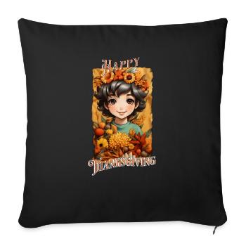 Happy Thanksgiving D - Sofakissen mit Füllung 45 x 45 cm - Schwarz - Vorne