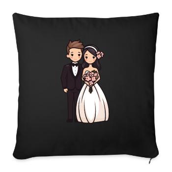 Bride Groom Newlyweds Wedding - Sofa pillow with filling 45cm x 45cm - black - Front