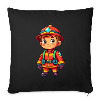 Héros en rouge le pompier - Coussin et housse de 45 x 45 cm - noir - Devant