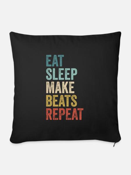 Eat Sleep Make Beats Repeat Shirt Musikproduzent - Sofakissen mit Füllung 45 x 45 cm - Schwarz