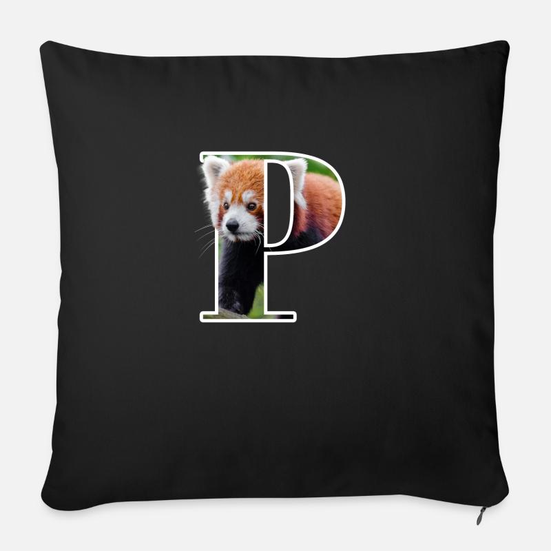 P Panda roux - Coussin et housse de 45 x 45 cm - noir