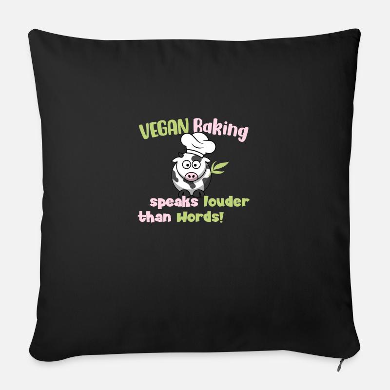 Vegan Baking parle plus fort que les mots - Coussin et housse de 45 x 45 cm - noir