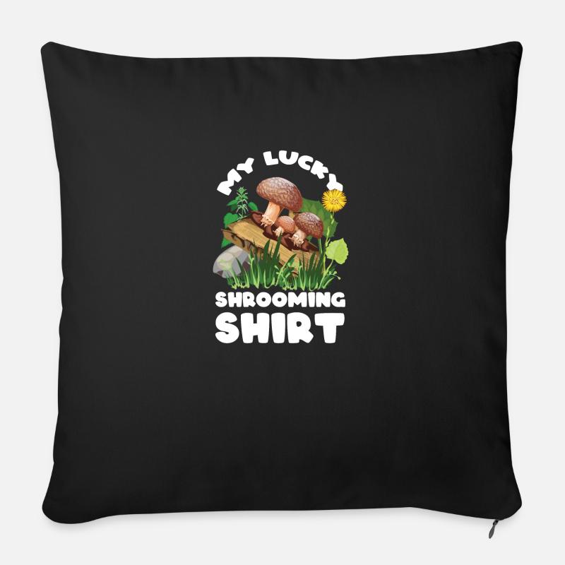 Cueilleurs de champignons et amis champignons - Coussin et housse de 45 x 45 cm - noir