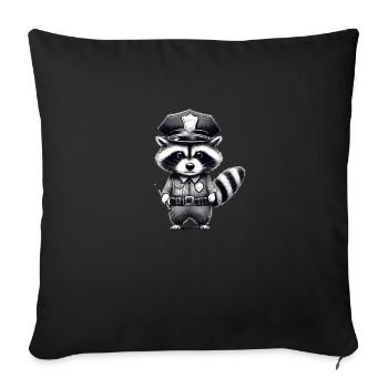 Officer Waschbär - Polizei - Sofakissen mit Füllung 45 x 45 cm - Schwarz - Vorne