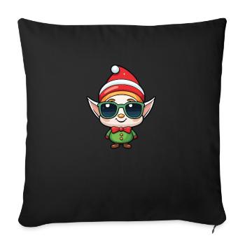 Elf Christmas Drawing - Sofa pillow with filling 45cm x 45cm - black - Front