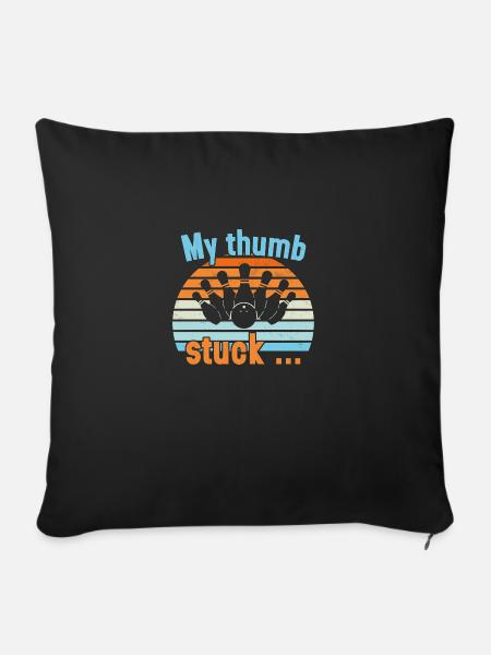 My Thumb stuck / Bowling - Sofakissen mit Füllung 45 x 45 cm - Schwarz