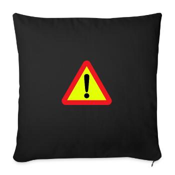 Warning - Sofa pillow with filling 45cm x 45cm - black - Front