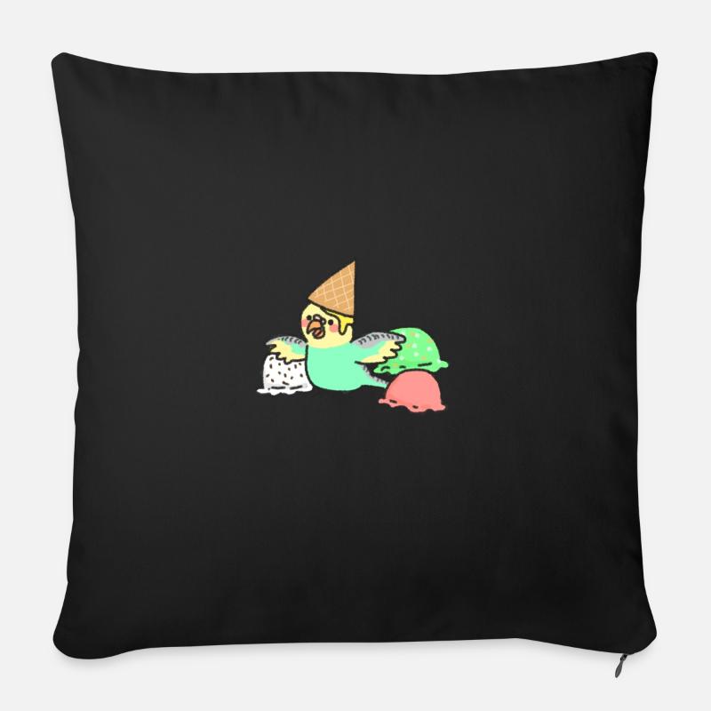 budgie with icecream - Coussin et housse de 45 x 45 cm - noir