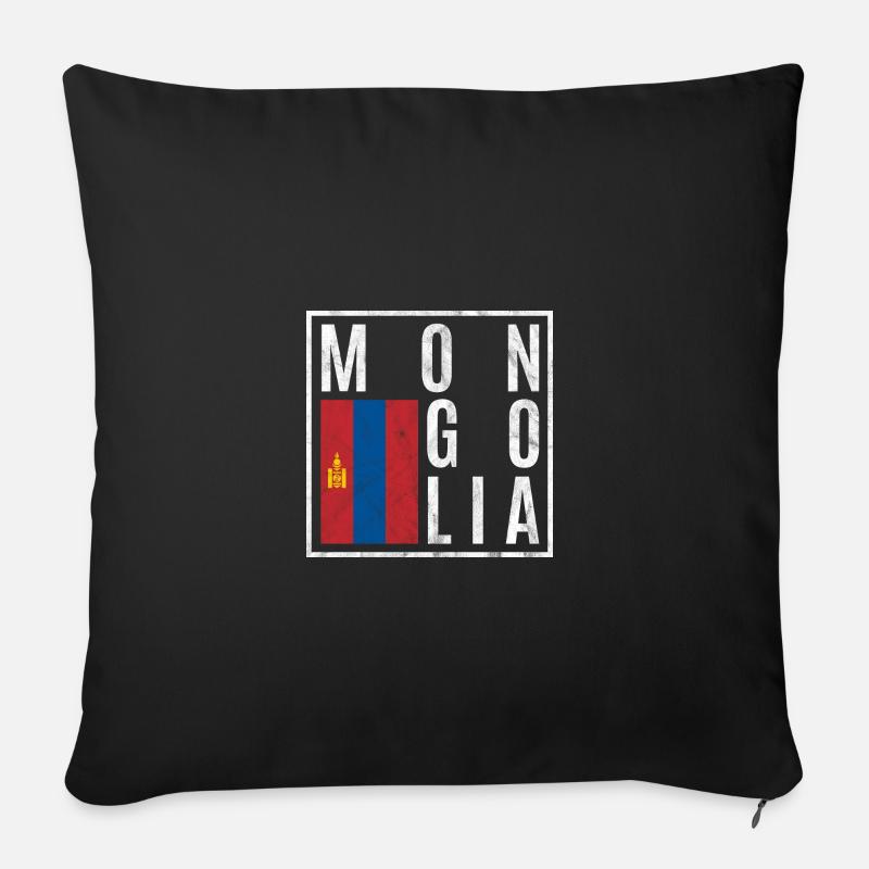 Mongolei - Sofakissen mit Füllung 45 x 45 cm - Schwarz