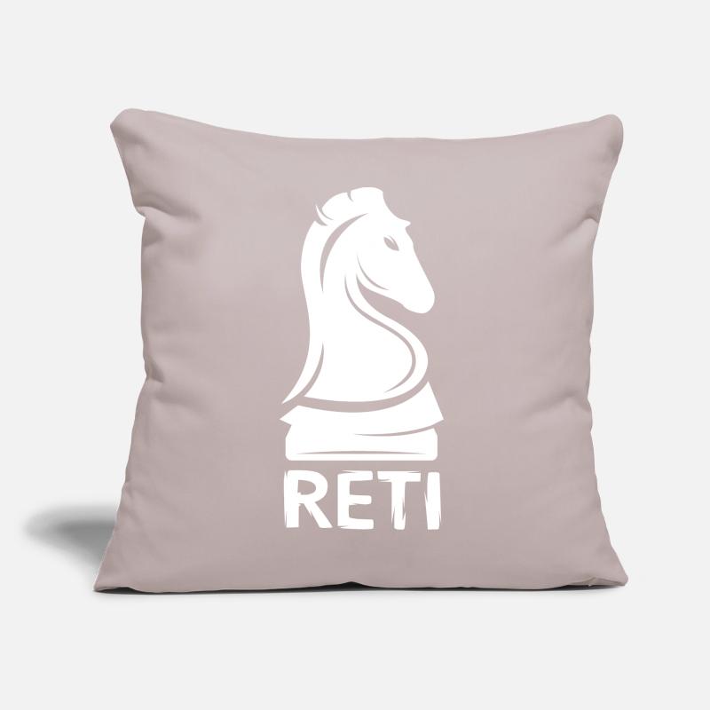 Chevalier d’ouverture d’échecs Reti - Logo du cheval d’échecs Coussin et housse de 45 x 45 cm