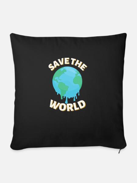 Save the World - Sofakissen mit Füllung 45 x 45 cm - Schwarz