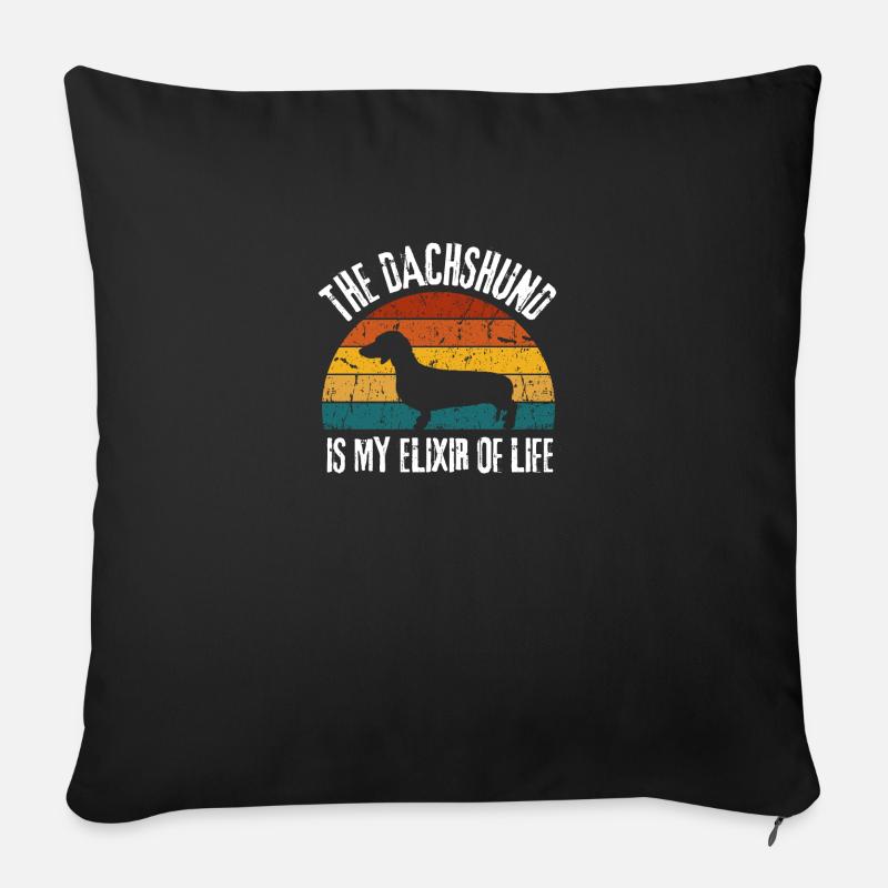 Hundebesitzer Hunde Lustiges Geschenk Retro Dackel - Sofakissen mit Füllung 45 x 45 cm - Schwarz