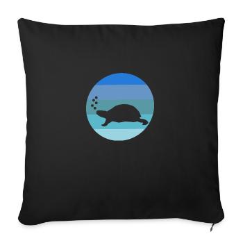 Tortue de mer Créature marine Tortue rétro - Coussin et housse de 45 x 45 cm - noir - Devant