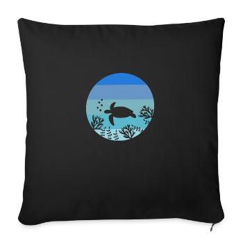 Ocean Animal Lovers Créature marine Tortue rétro - Coussin et housse de 45 x 45 cm - noir - Devant