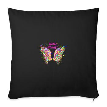 Kölle alaaf, wings, confetti, angelwings, carnival - Sofa pillow with filling 45cm x 45cm - black - Front
