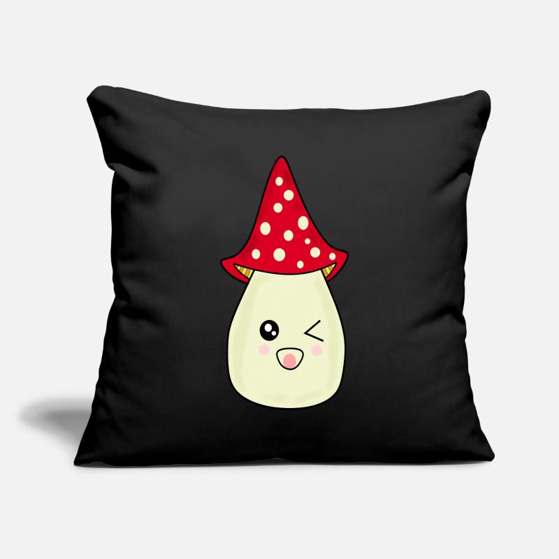 Kawaii Mushroom Toadstool cute red with face Sofa pillow with filling 45cm x 45cm