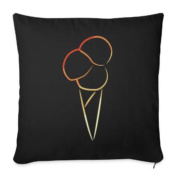 Croquis de crème glacée vintage - Coussin et housse de 45 x 45 cm - noir - Devant