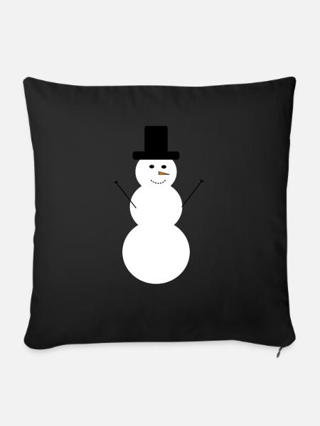 Schneemann - Sofakissen mit Füllung 45 x 45 cm - Schwarz