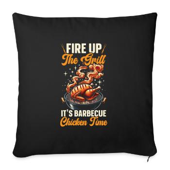 Barbecue au poulet barbecue - Coussin et housse de 45 x 45 cm - noir - Devant