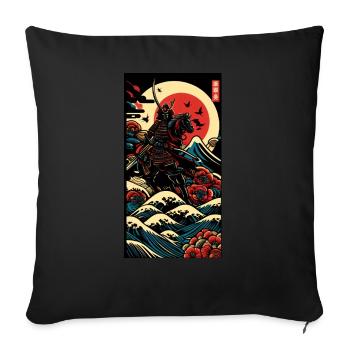 Japanese Katana Samurai Warrior Ukiyo-e Shirt - Sofa pillow with filling 45cm x 45cm - black - Front
