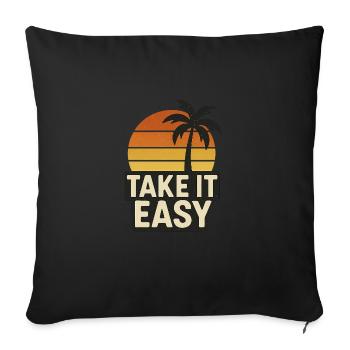 Take It Easy – Retro Sunset Vibes Shirt, Palm Tree - Sofa pillow with filling 45cm x 45cm - black - Front