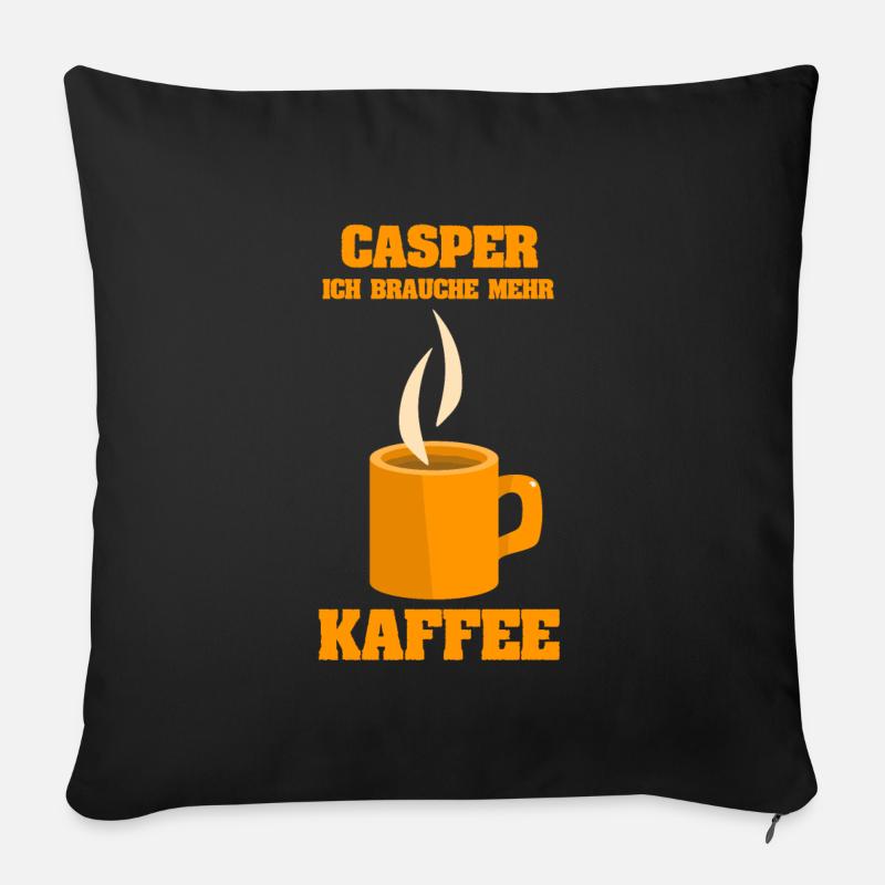 Kaffee Kaffetasse Cafe Casper - Sofakissen mit Füllung 45 x 45 cm - Schwarz