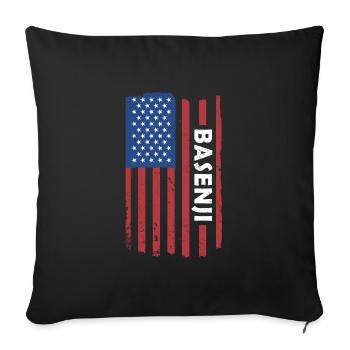 Chien Basenji Us drapeau - Coussin et housse de 45 x 45 cm - noir - Devant