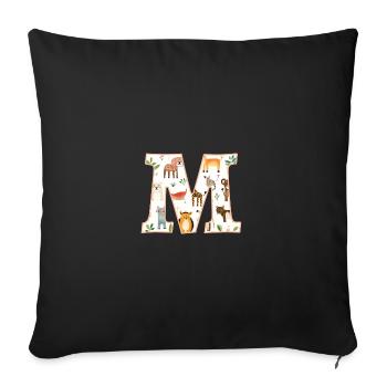 Letter M, Monogram, Animal Pattern - Sofa pillow with filling 45cm x 45cm - black - Front