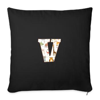 Letter V, Monogram, Animal Print - Sofa pillow with filling 45cm x 45cm - black - Front