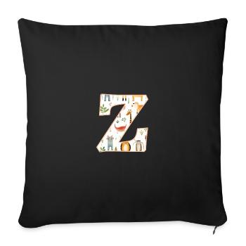 Letter Z, Monogram, Animal Pattern - Sofa pillow with filling 45cm x 45cm - black - Front
