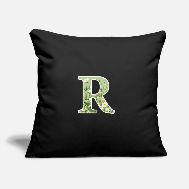 Buchstabe R, Monogramm, Blumenmuster Sofakissen mit Füllung 45 x 45 cm