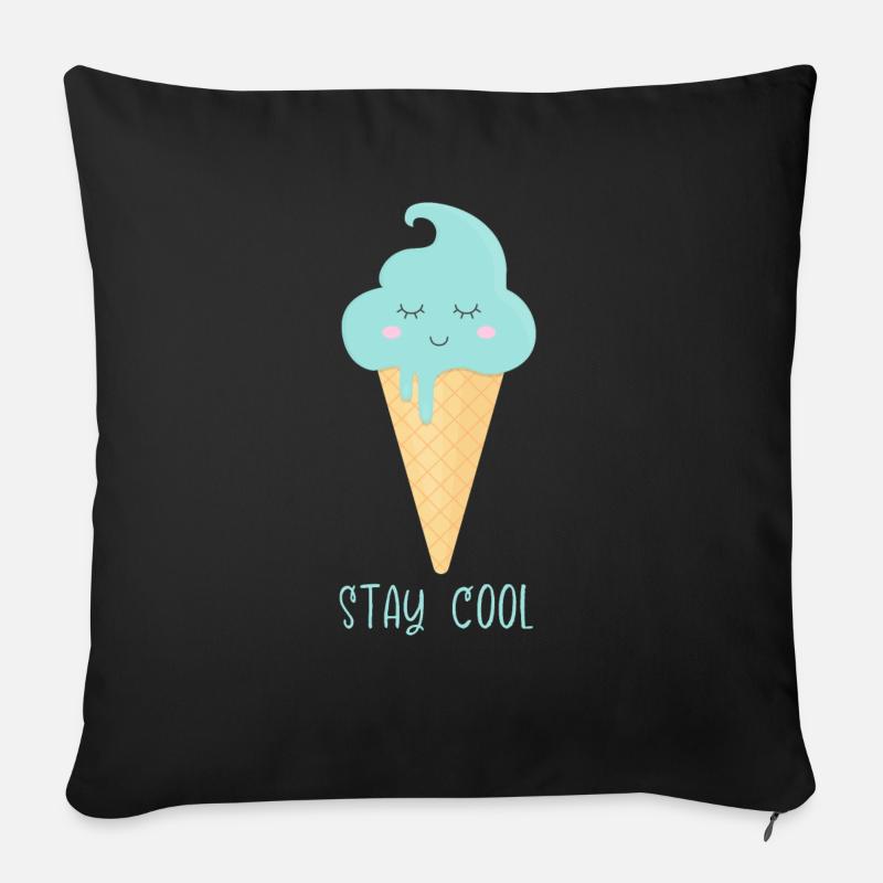 Cornet de crème glacée « Stay Cool » - Coussin et housse de 45 x 45 cm - noir