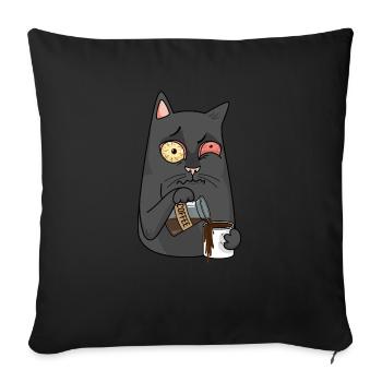 CAFFEINE CAT - Sofa pillow with filling 45cm x 45cm - black - Front