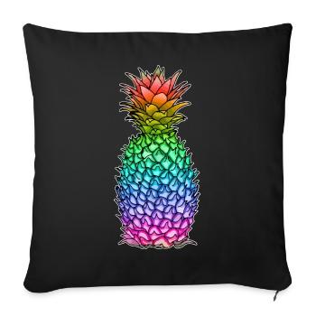 Pineapple in Rainbow Colors / LGBTQ, Gay Pride CSD - Sofa pillow with filling 45cm x 45cm - black - Front