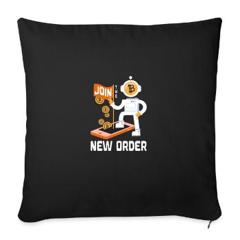Join The New Order Bitcoin Lovers Crypto Trader - Sofa pillow with filling 45cm x 45cm - black - Front