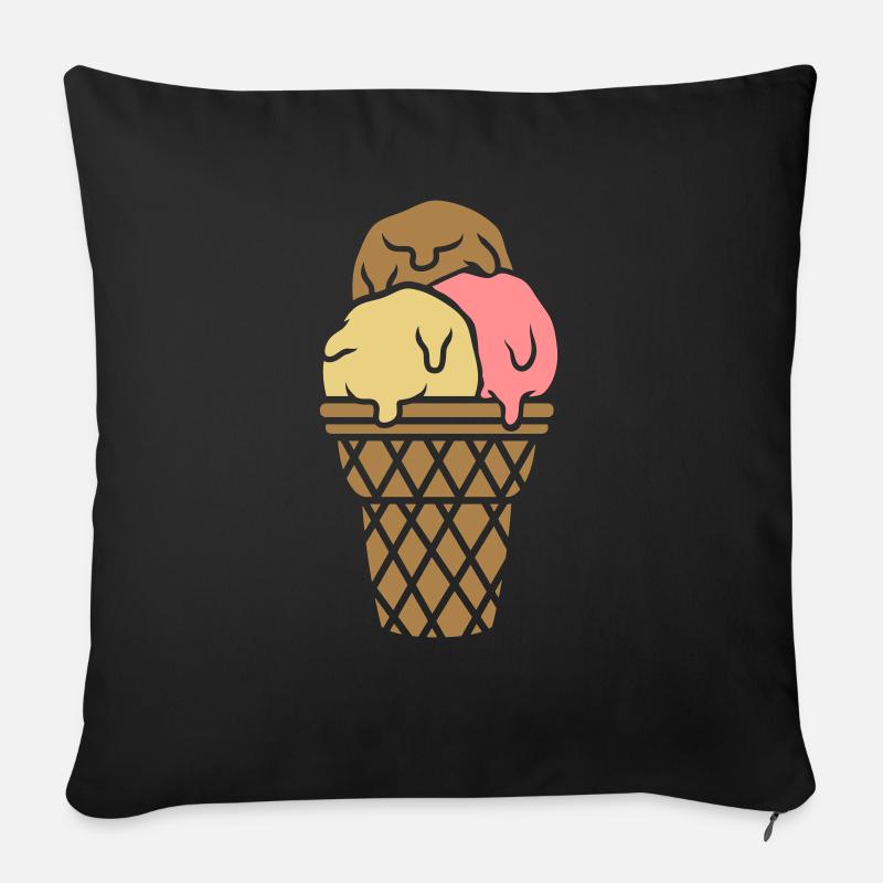 Schokolade Vanille Erdbeer Eis - Sofakissen mit Füllung 45 x 45 cm - Schwarz