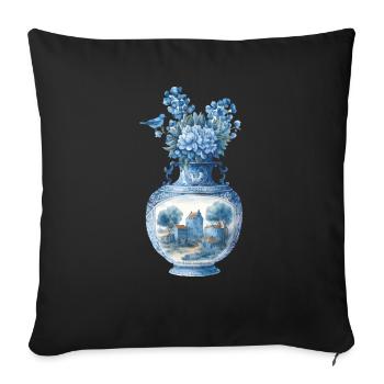Vase au design hollandais - Coussin et housse de 45 x 45 cm - noir - Devant