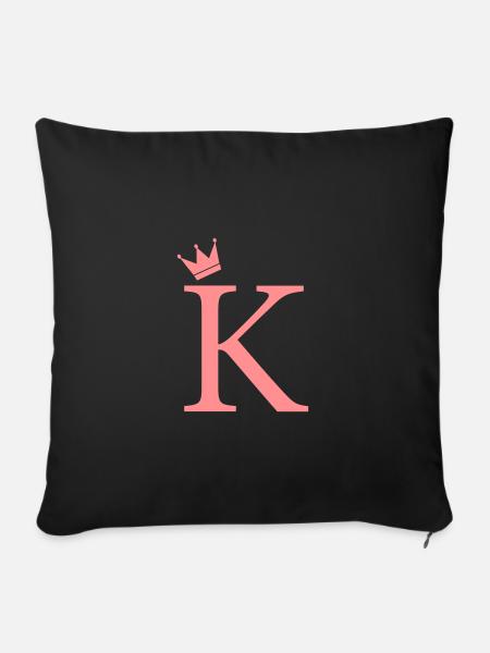 K-Monogramm-Krone - Sofakissen mit Füllung 45 x 45 cm - Schwarz