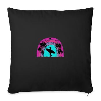 Surf retro sunset - Sofa pillow with filling 45cm x 45cm - black - Front