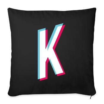 K - Letter K - Sofa pillow with filling 45cm x 45cm - black - Front