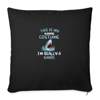 Hai Kostüm Party Ozean Tier Geschenk Hai - Sofakissen mit Füllung 45 x 45 cm - Schwarz - Vorne