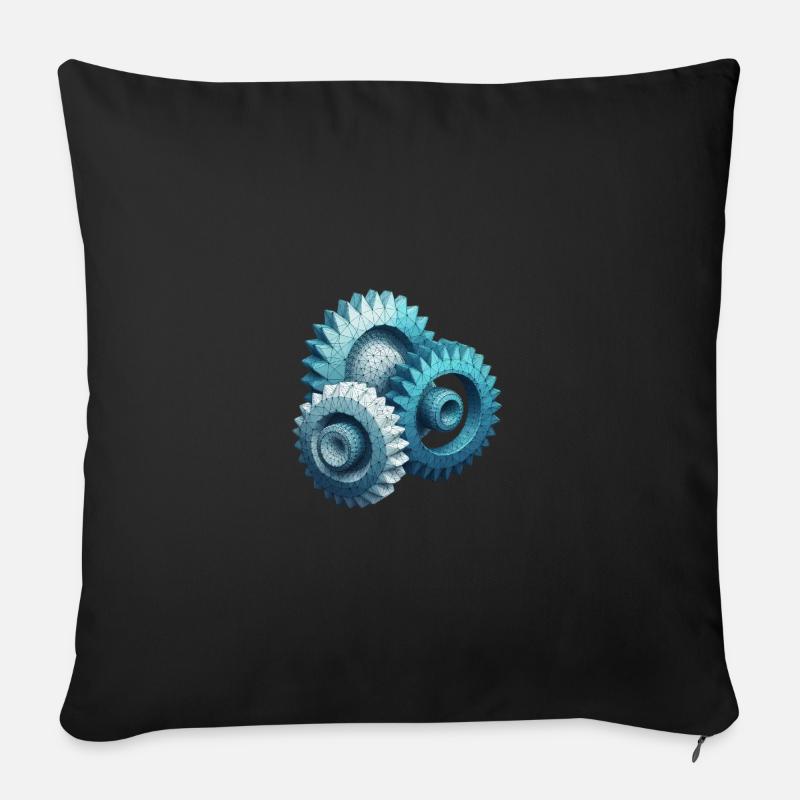 Engrenages Polygone - Coussin et housse de 45 x 45 cm - noir