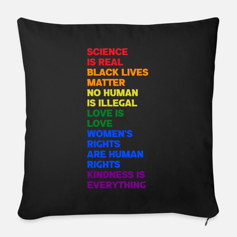 Science Is Real Black Lives Matter Human Rights - Coussin et housse de 45 x 45 cm - noir