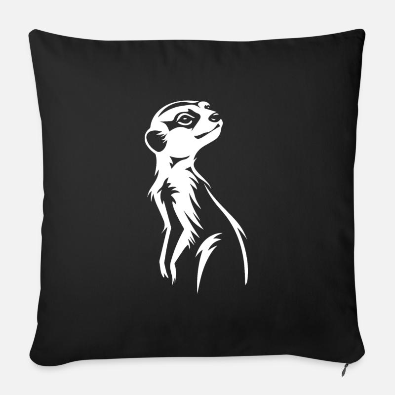 Erdmännchen Geschenk - Sofakissen mit Füllung 45 x 45 cm - Schwarz