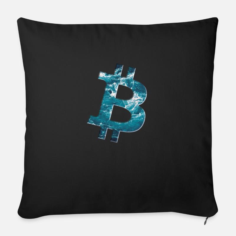 Bitcoin Logo Wasser Textur - Sofakissen mit Füllung 45 x 45 cm - Schwarz