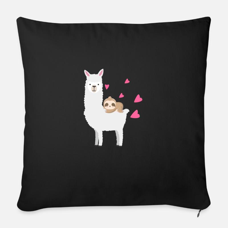 Sloth Riding Llama Valentinstag Geburtstag T-Shirt - Sofakissen mit Füllung 45 x 45 cm - Schwarz