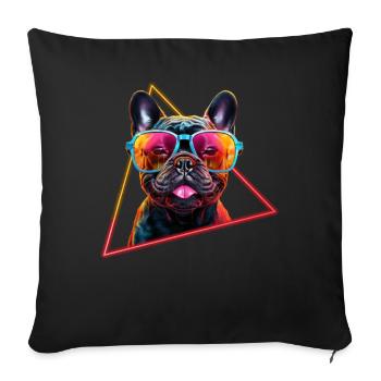 French Bulldog With Sunglasses - Sofa pillow with filling 45cm x 45cm - black - Front