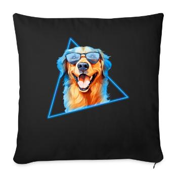 Golden Retriever With Sunglasses - Sofa pillow with filling 45cm x 45cm - black - Front