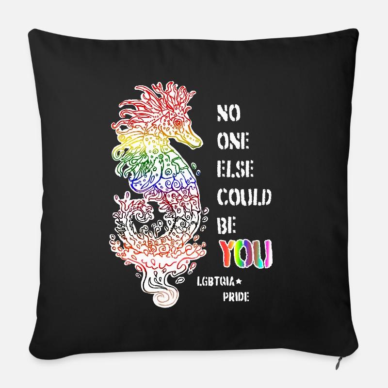 Stolzes LGBTQIA+ Seepferdchen - Sofakissen mit Füllung 45 x 45 cm - Schwarz